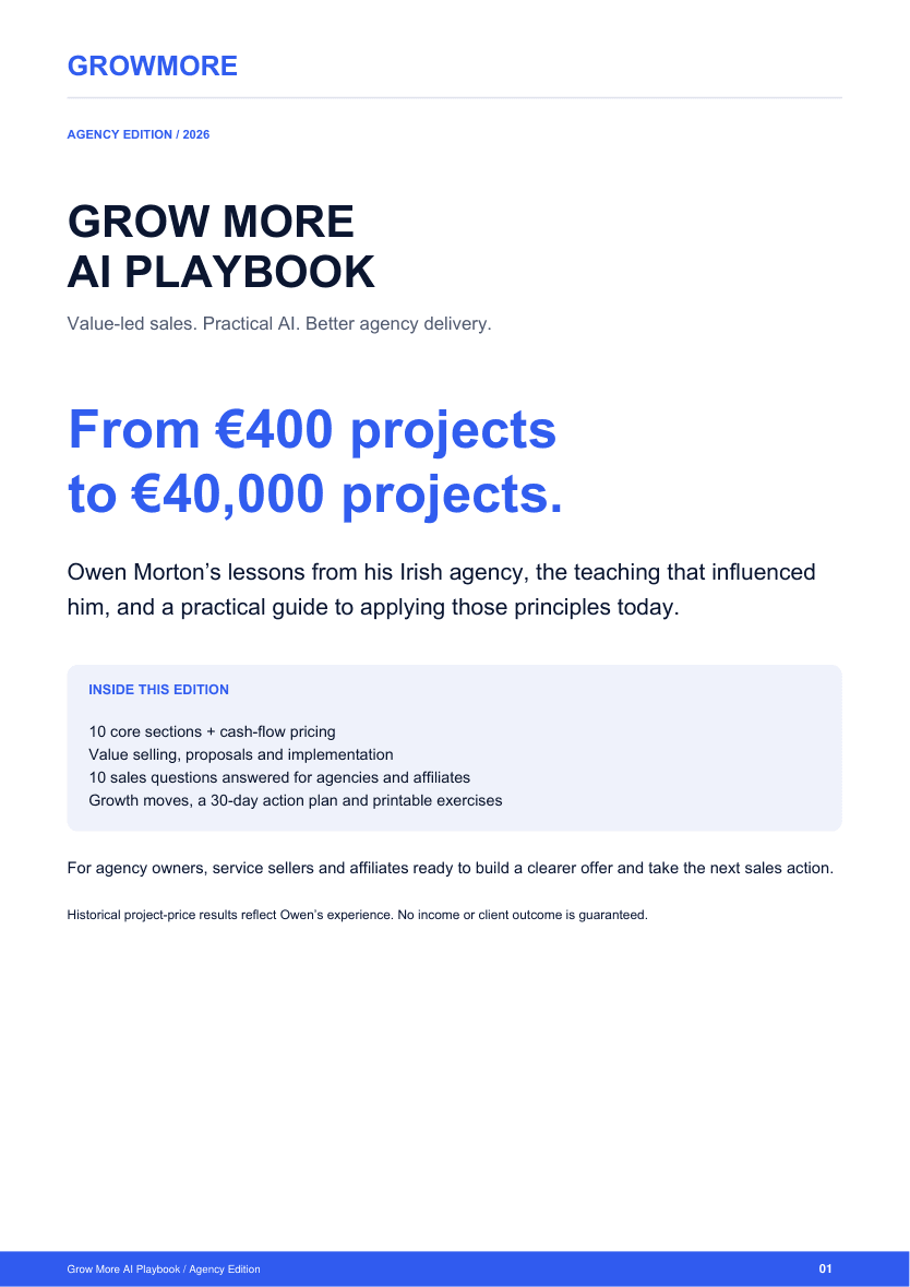 Grow More AI Playbook — the actual Agency Edition PDF cover